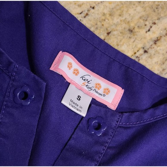 Women's S Small Koi by Kathy Peterson Purple Srub Top - Picture 3 of 12
